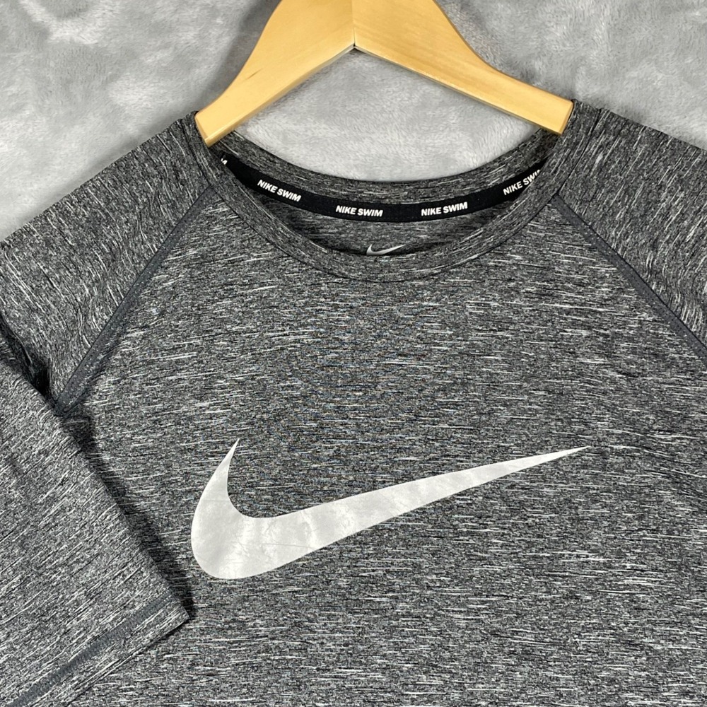 Nike Swim Men's Long Sleeve Rash Guard T-Shirt Gray Dri-Fit UPF 40+ XXL
